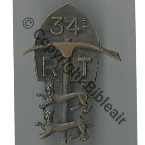 RR  34e Rgt REGIONAL TRAVAILLEURS 3e RM EU (SAONE)  SM Eping bascule Dos lisse Src.pkjan 52Eur11.13 